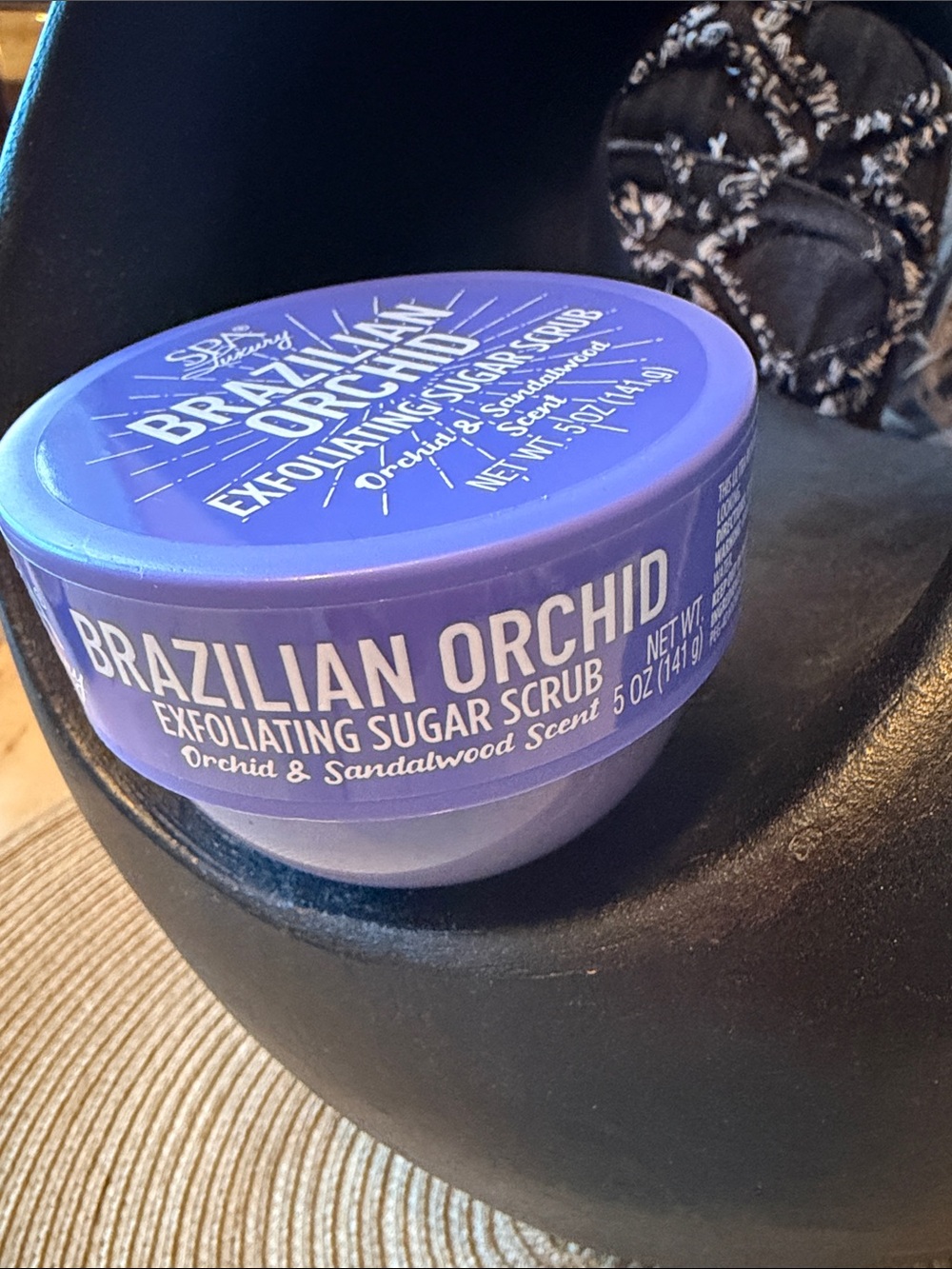Spa Luxury New Brazilian Orchid Exfoliating Sugar Scrub 5 oz. W/ Black Loofah